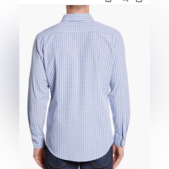 Mizzen+Main Men's Performance Shirt Blue Alexander Checkered Shirt XL Trim Fit - Picture 5 of 14